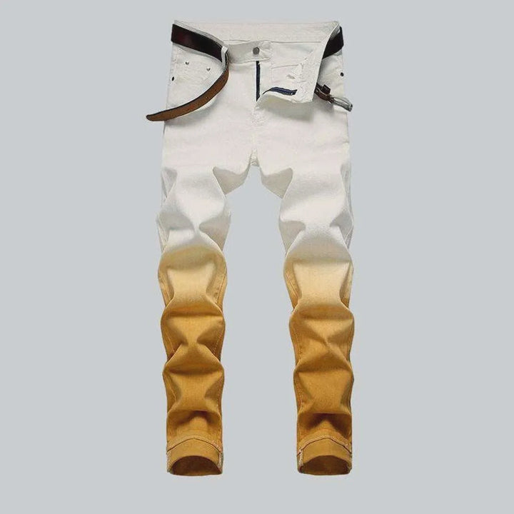 Yellow contrast white men's jeans | Jeans4you.shop