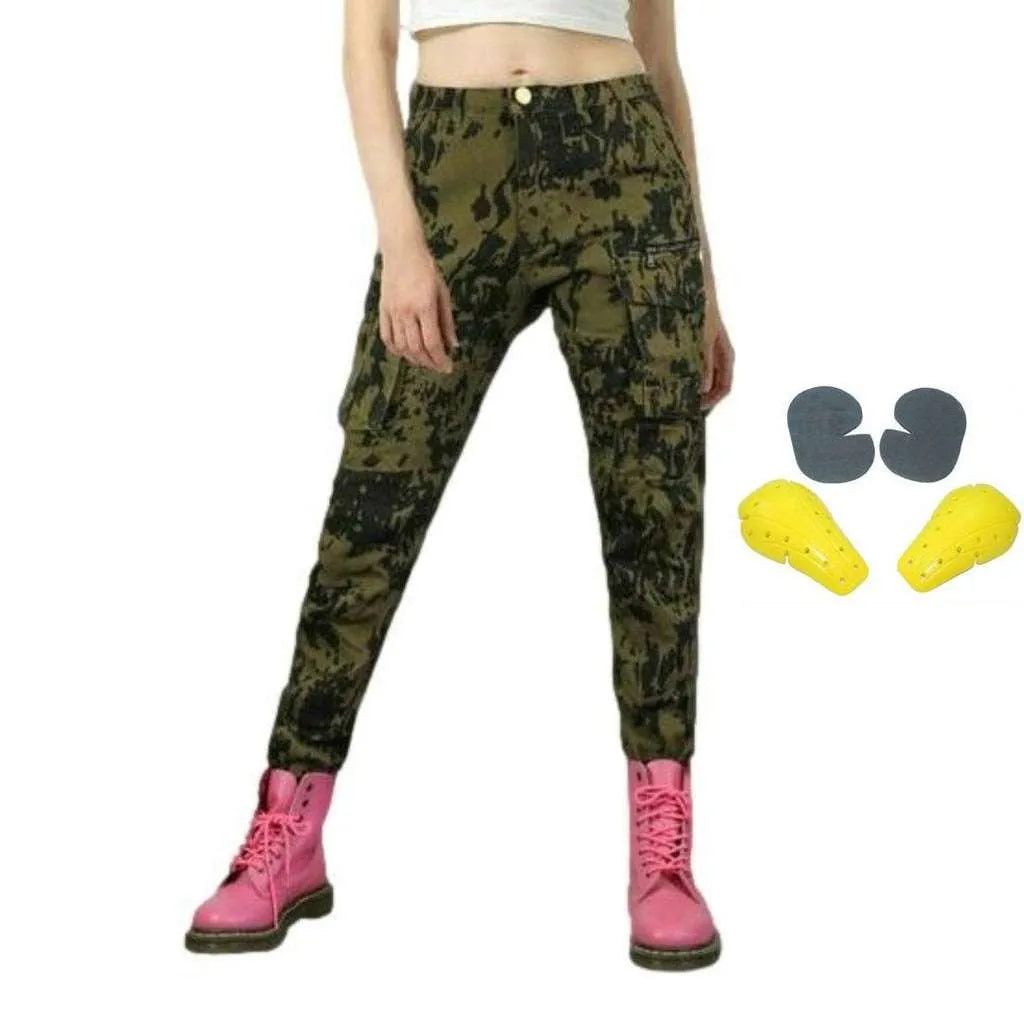 Quality camouflage women's biker jeans
