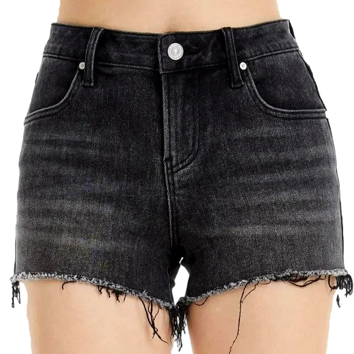Raw-hem denim shorts
 for ladies