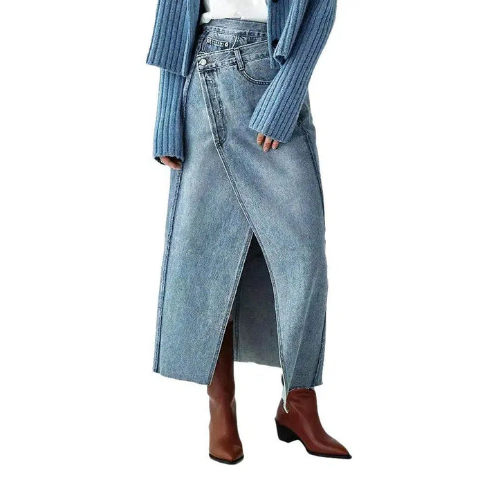 Raw-hem high-waist jeans skirt
 for ladies
