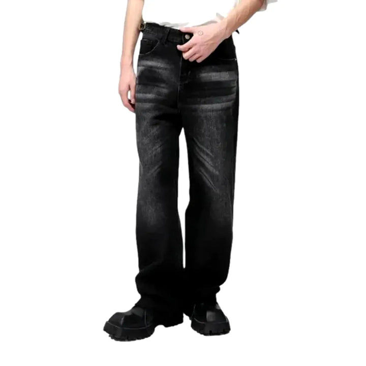 Raw-hem sanded jeans
 for men