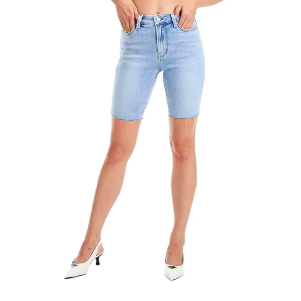 Raw-hem women's denim shorts