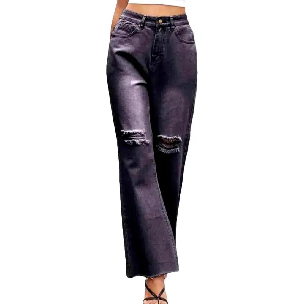 Raw-hem women's flared jeans