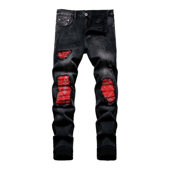 Red knees men's moto jeans