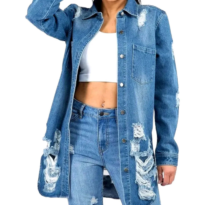 Regular grunge women's jean shirt