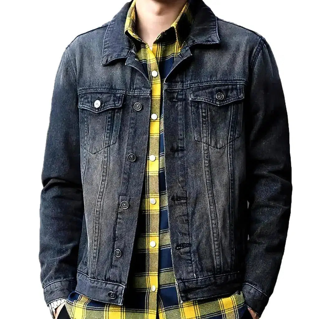 Regular sanded jeans jacket
 for men