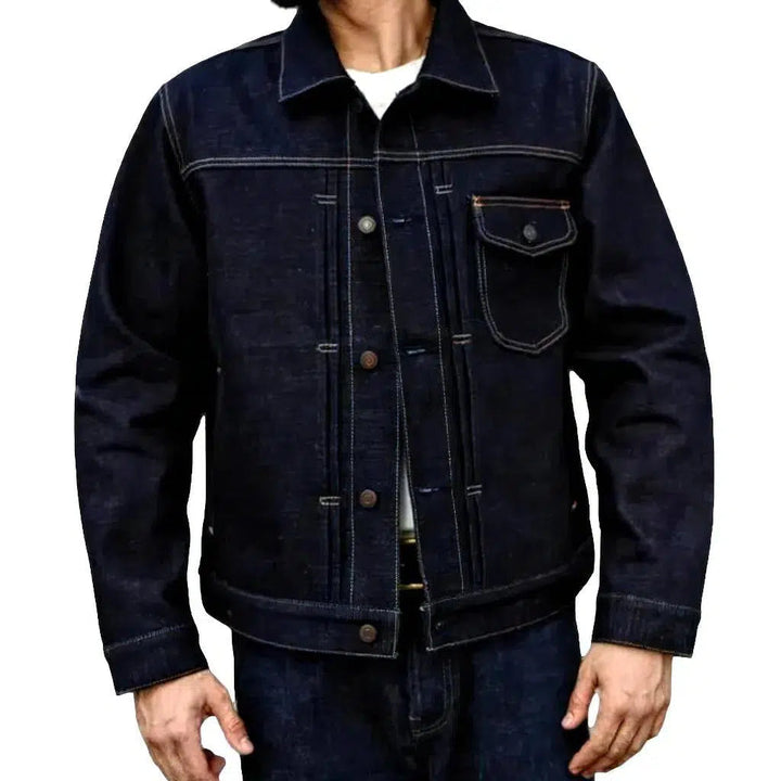 Regular self-edge men's jean jacket