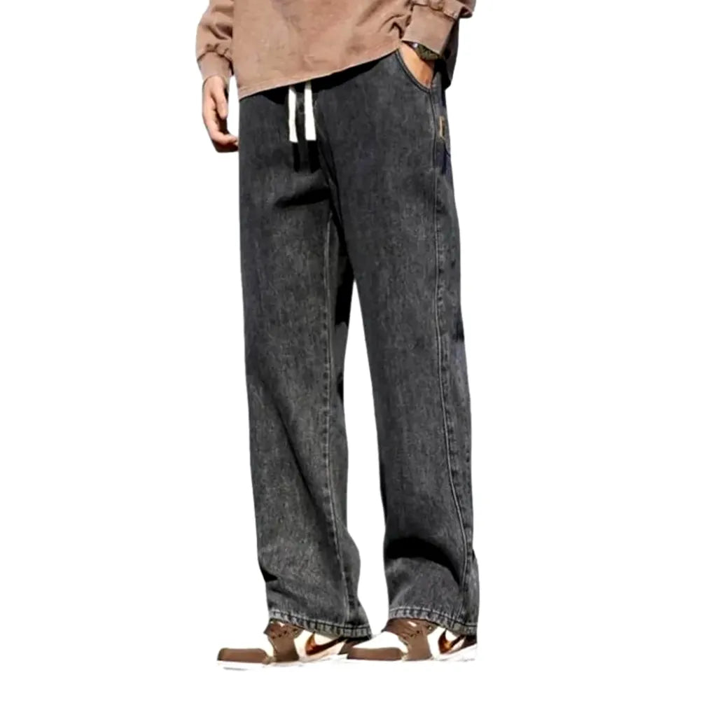 Retro men's rock-washed jeans