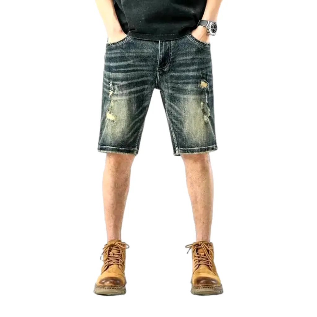 Ripped fashion men's jean shorts