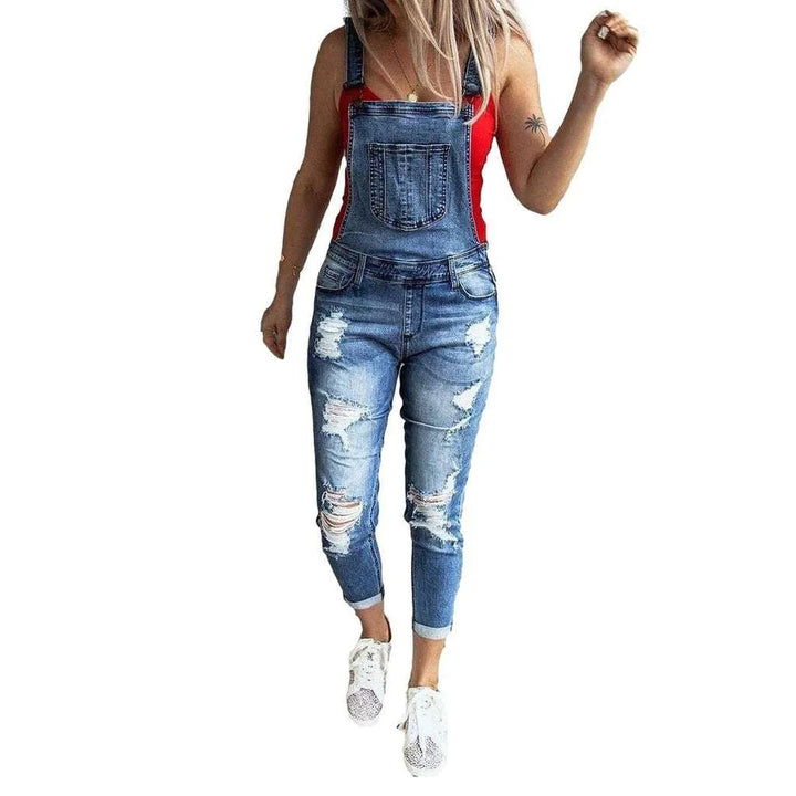 Ripped women's jeans overall
