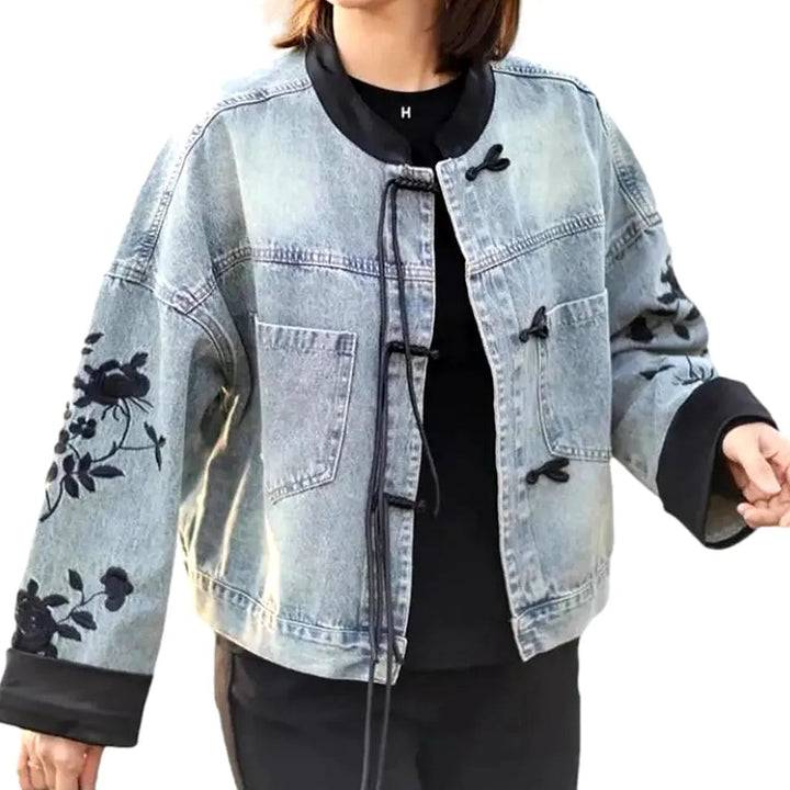 Round-collar denim jacket
 for women