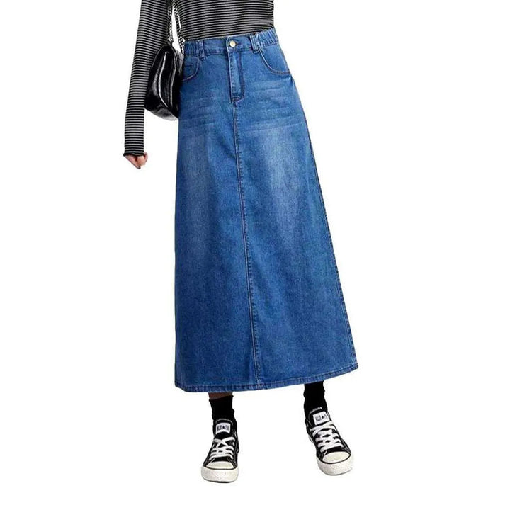 Rubber waistband casual denim skirt