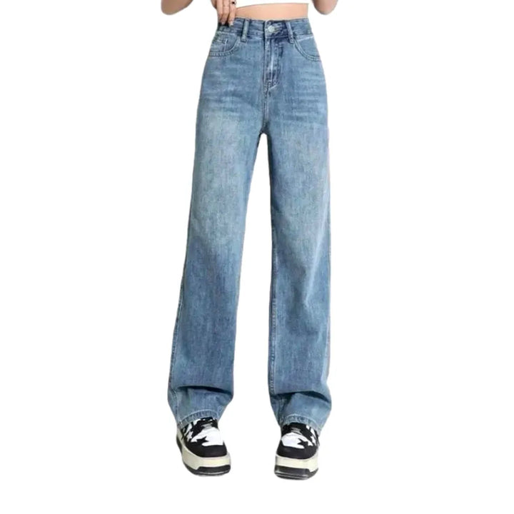 Sanded baggy jeans
 for women