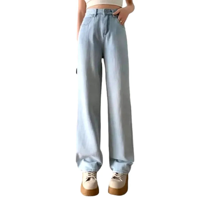 Sanded baggy jeans
 for women