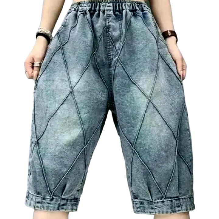 Sanded baggy jeans shorts
 for ladies