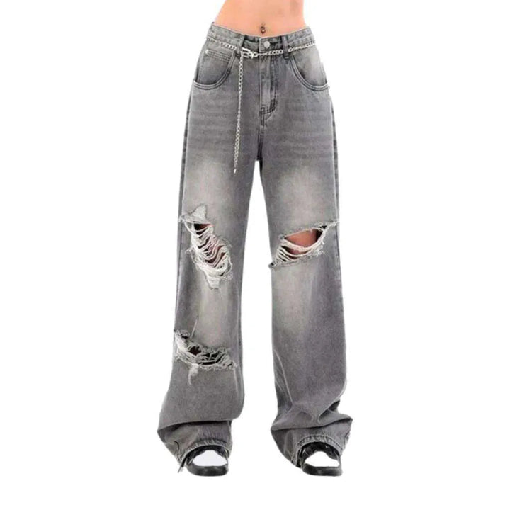 Sanded grunge jeans
 for women