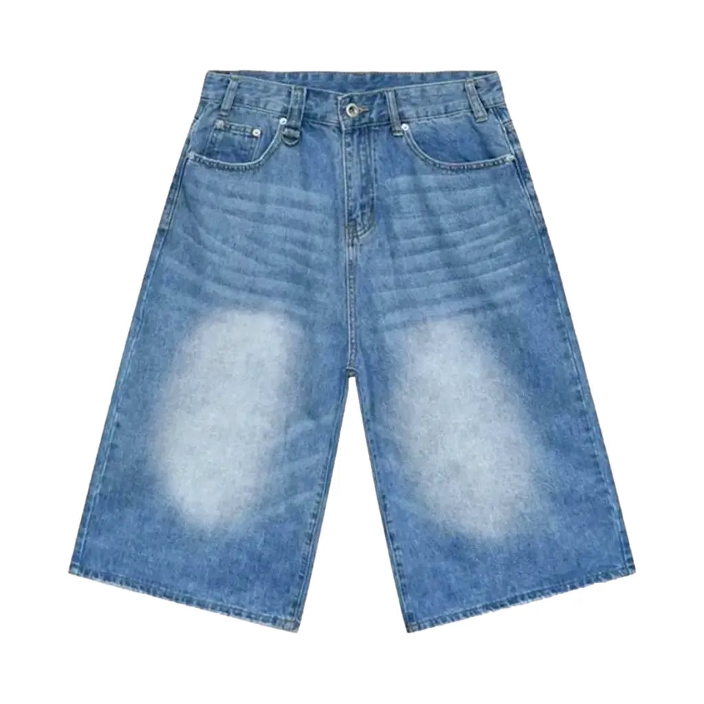 Sanded high-waist denim shorts
 for men