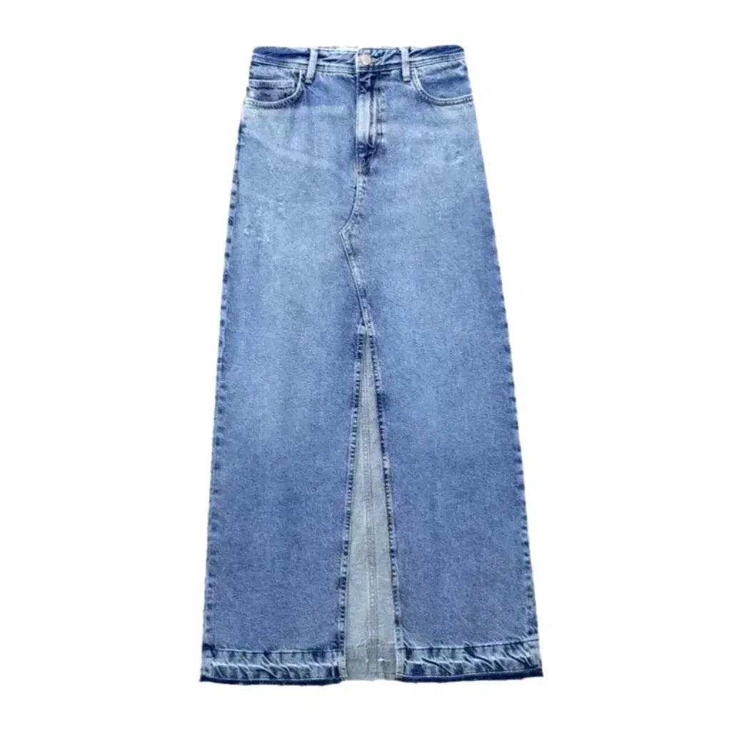 Sanded high-waist jean skirt
 for ladies