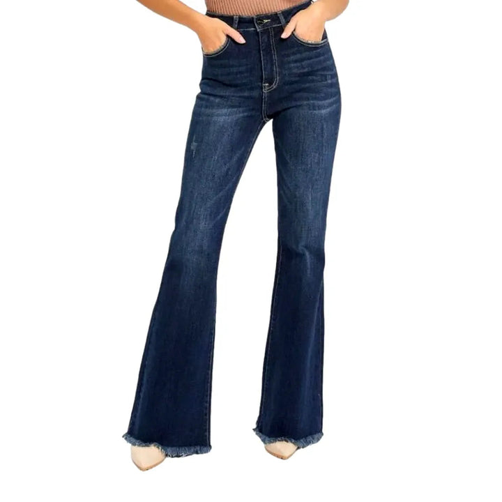 Sanded high-waist jeans
 for ladies