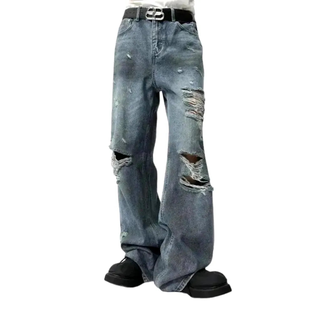 Sanded men's grunge jeans