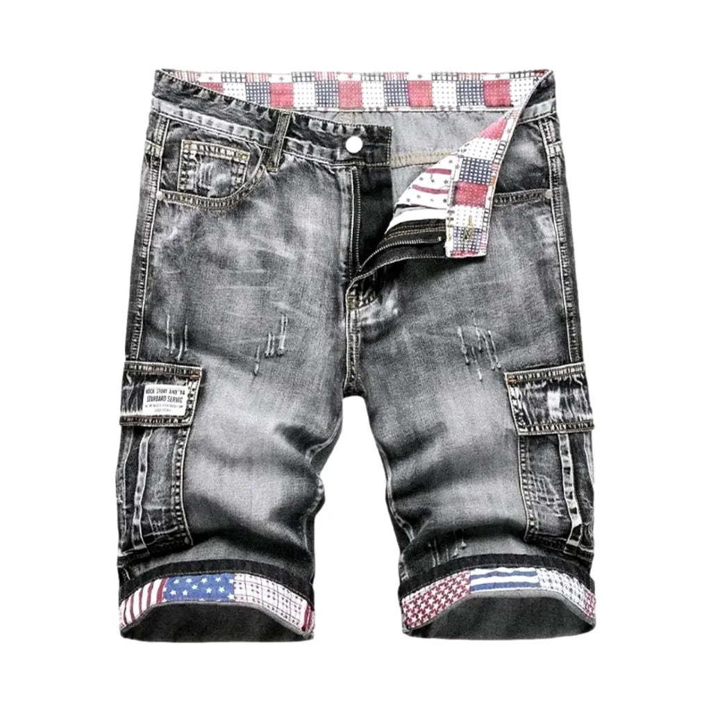 Sanded mid-waist jeans shorts for men