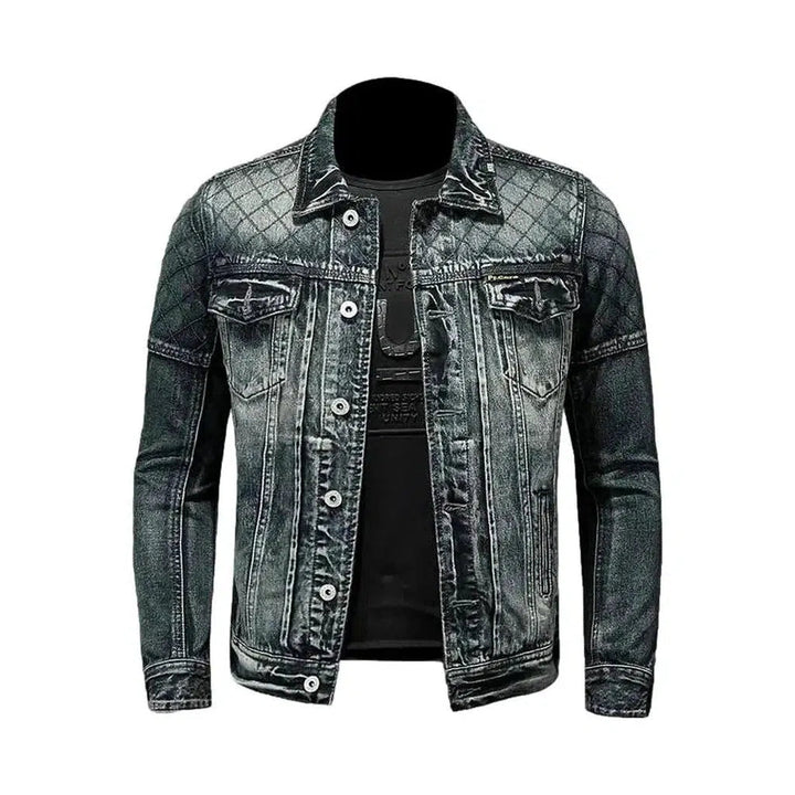 Sanded moto men's denim jacket