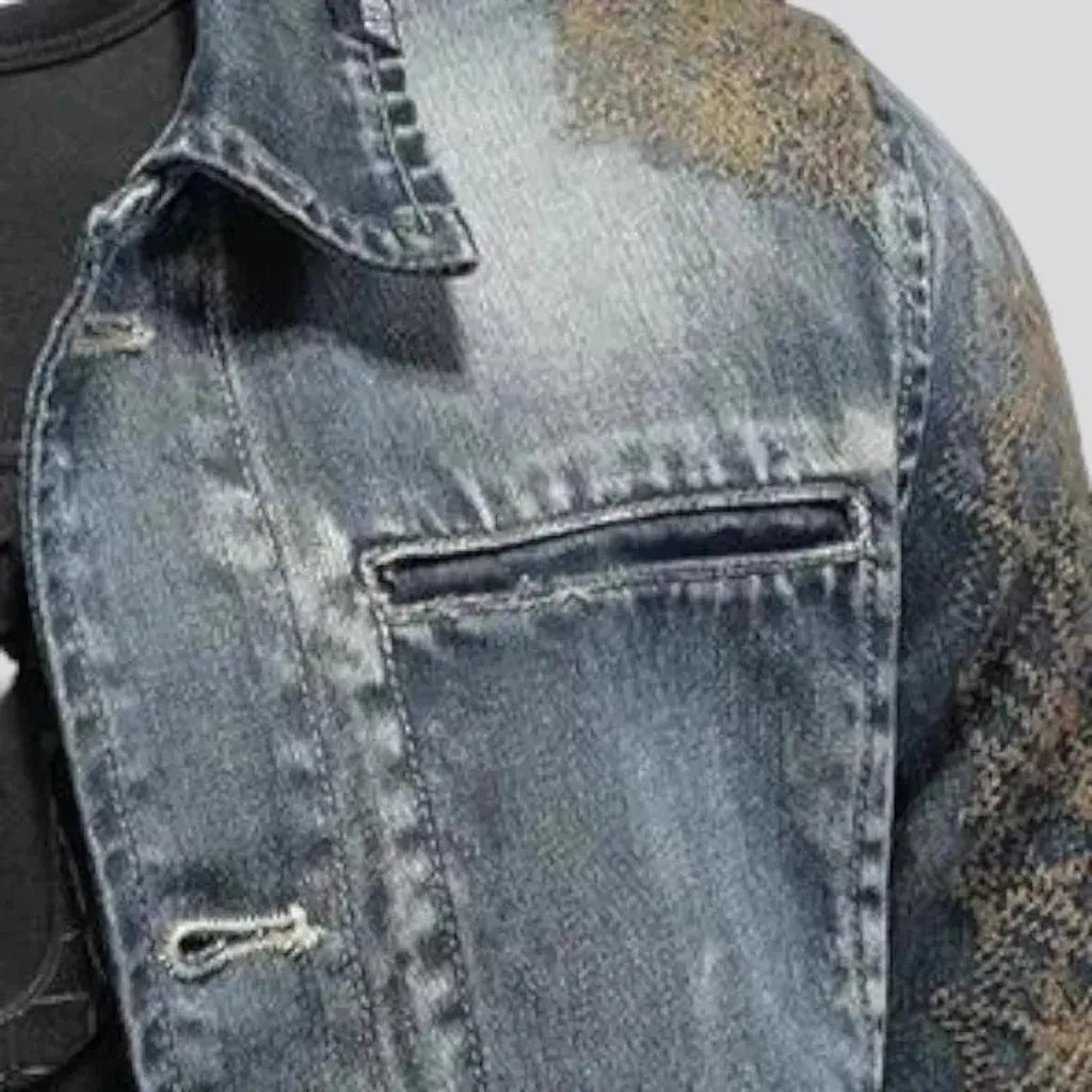 Sanded slim men's denim jacket