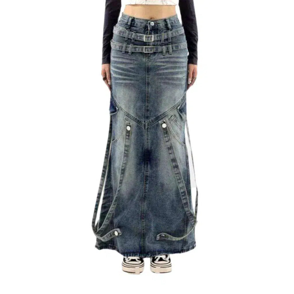 Sanded vintage jean skirt