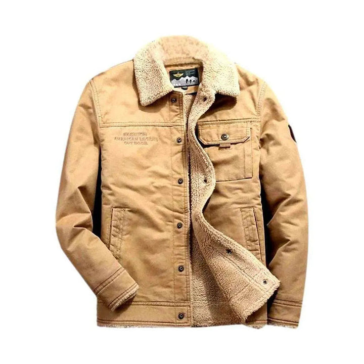 Sherpa color men's denim jacket