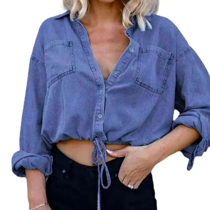 Shirt-like jean jacket
 for women