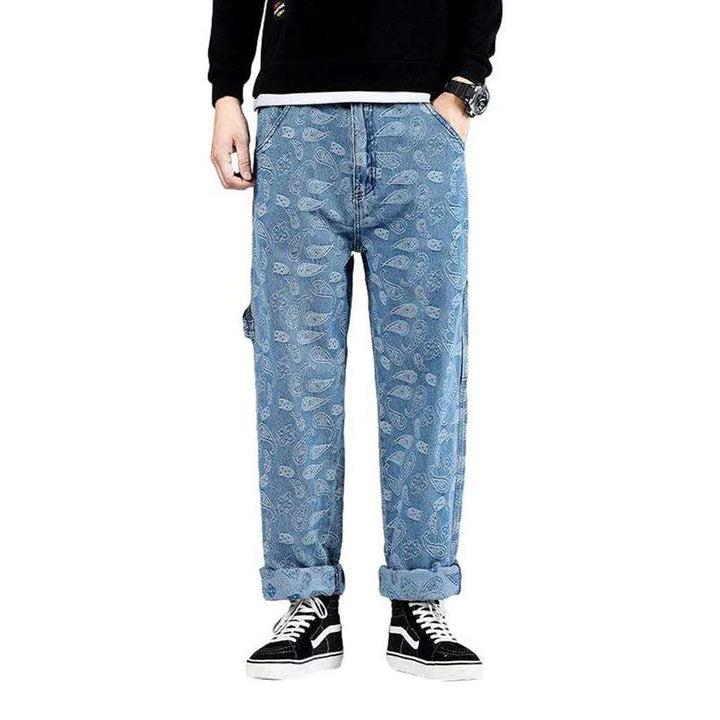 Skateboard embroidered men's baggy jeans