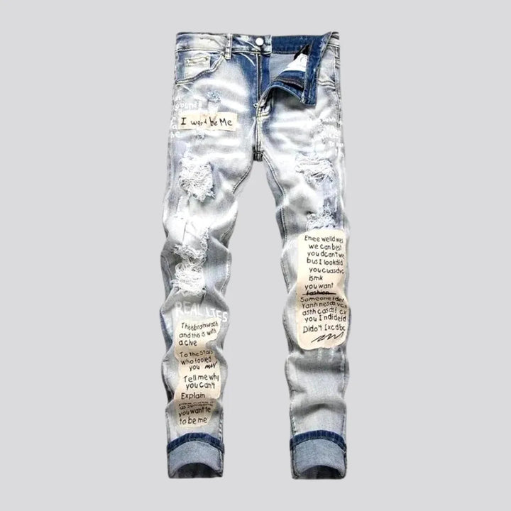 Skinny Distressed Patches Men's Jeans | Jeans4you.shop