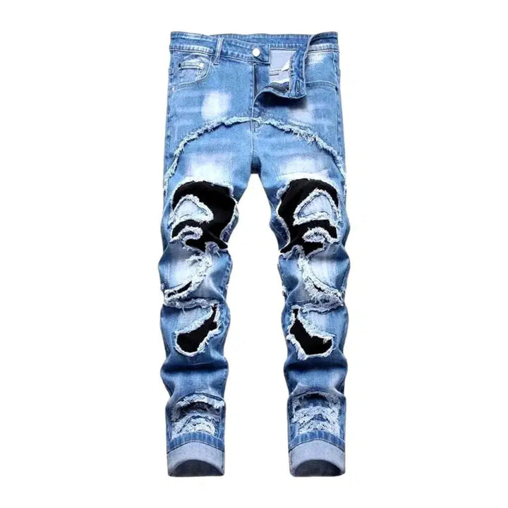 Skinny patchwork jeans
 for men