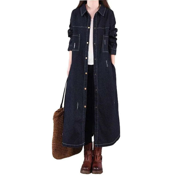 Slightly torn women's denim coat