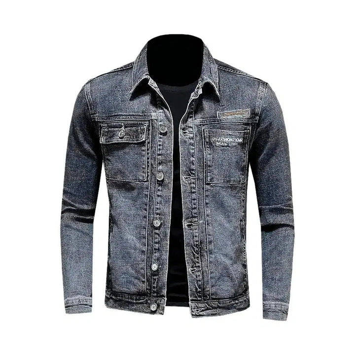 Slim back-print men's denim jacket