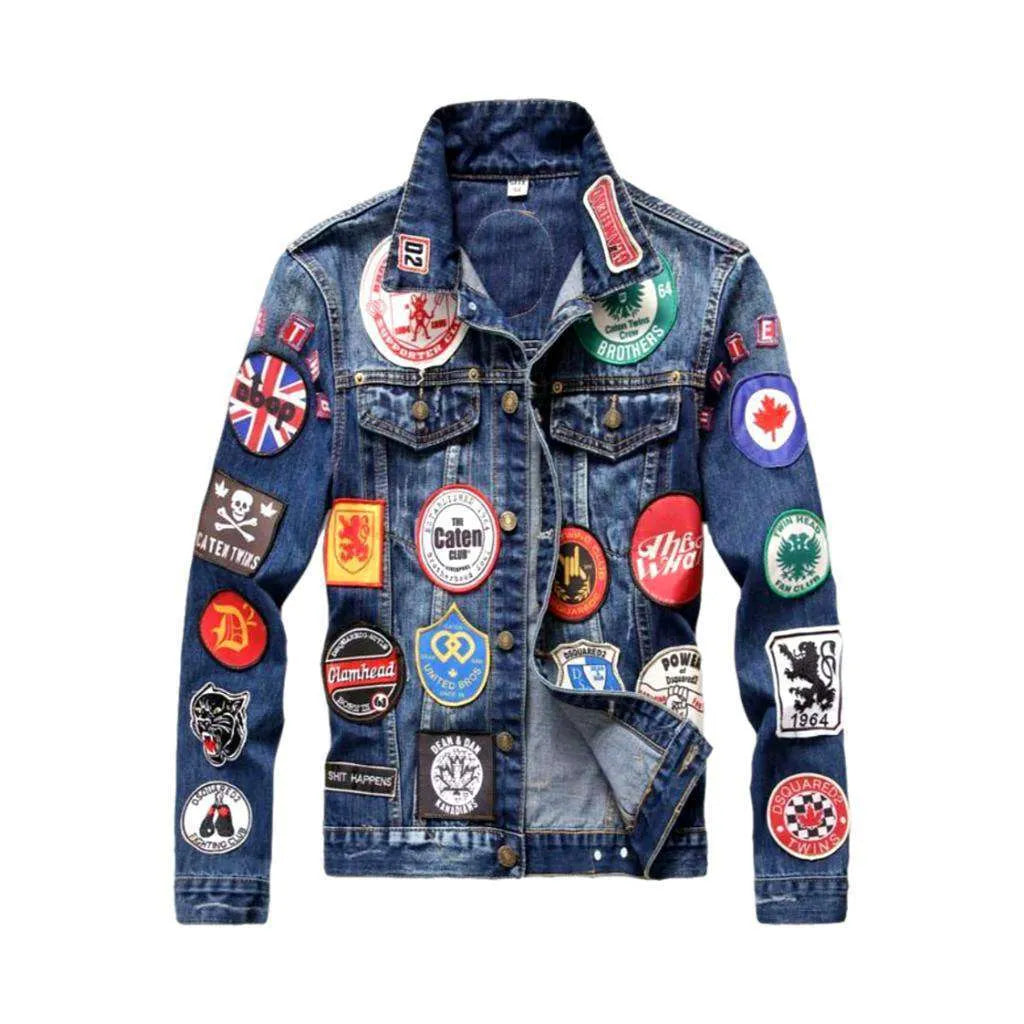 Slim jean jacket with patches