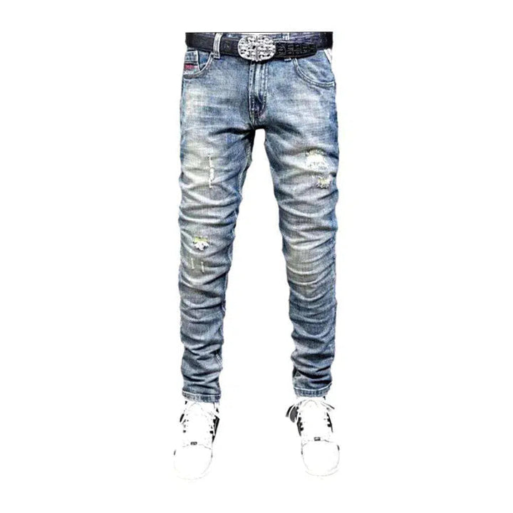 Slim men's mid-waist jeans