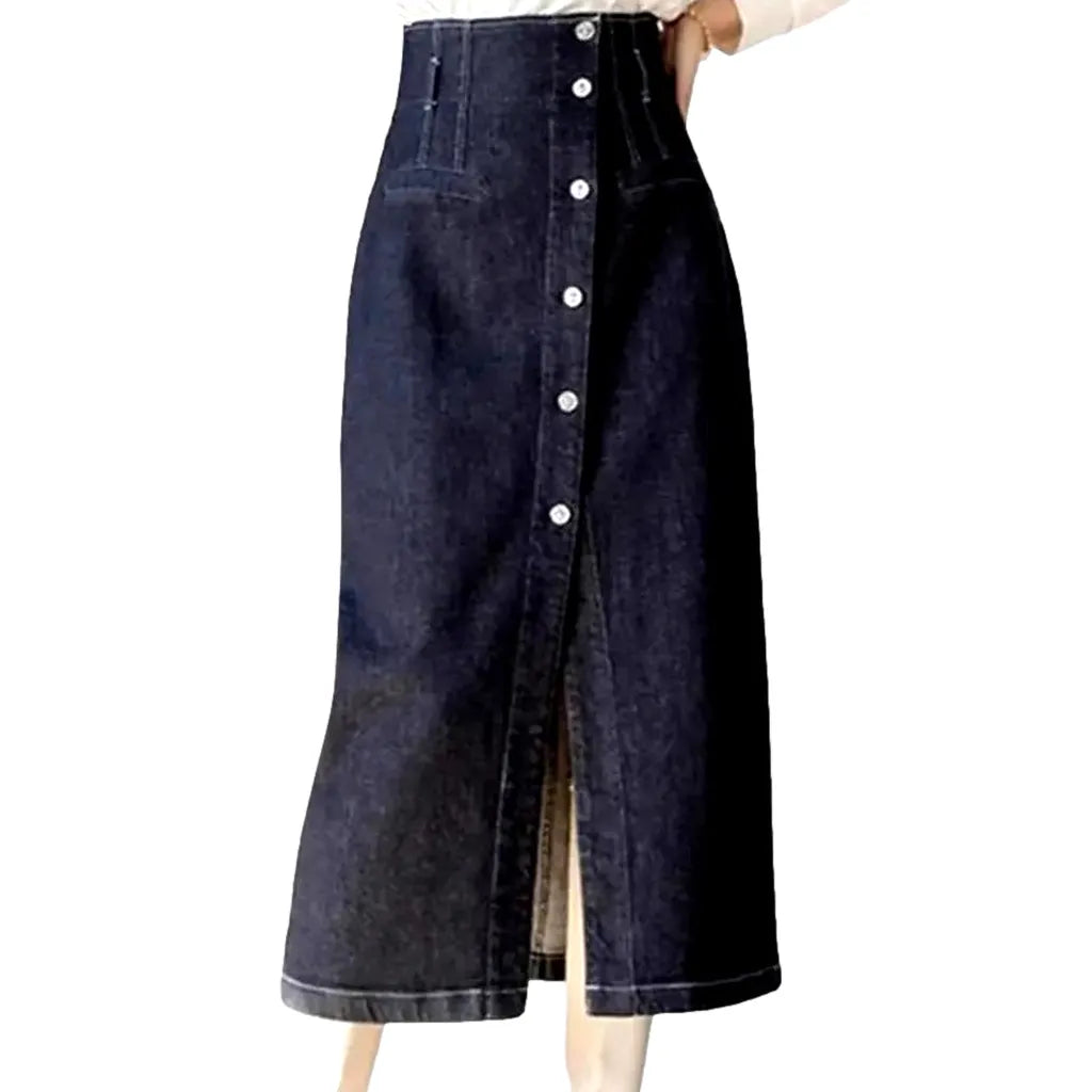 Slit classic women's jean skirt