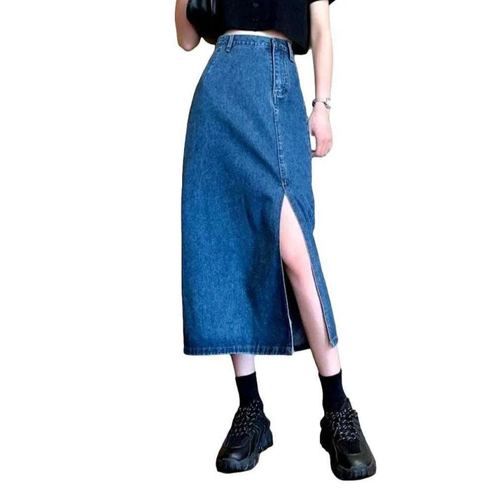 Slit women's denim skirt