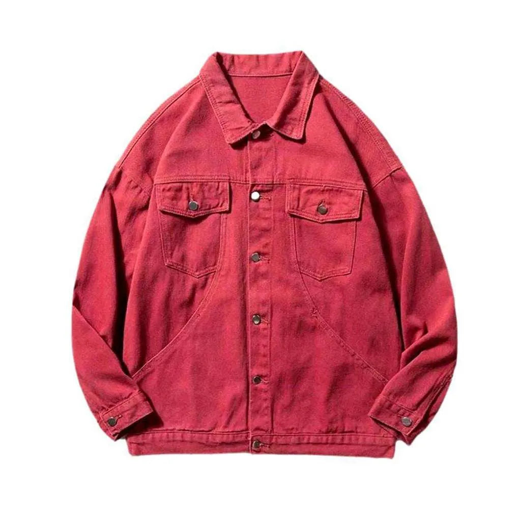 Solid color men's denim jacket