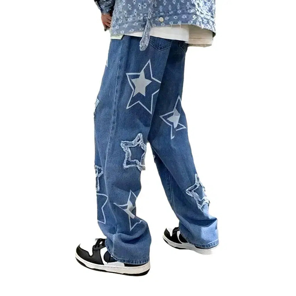 Stars print baggy jeans
 for men