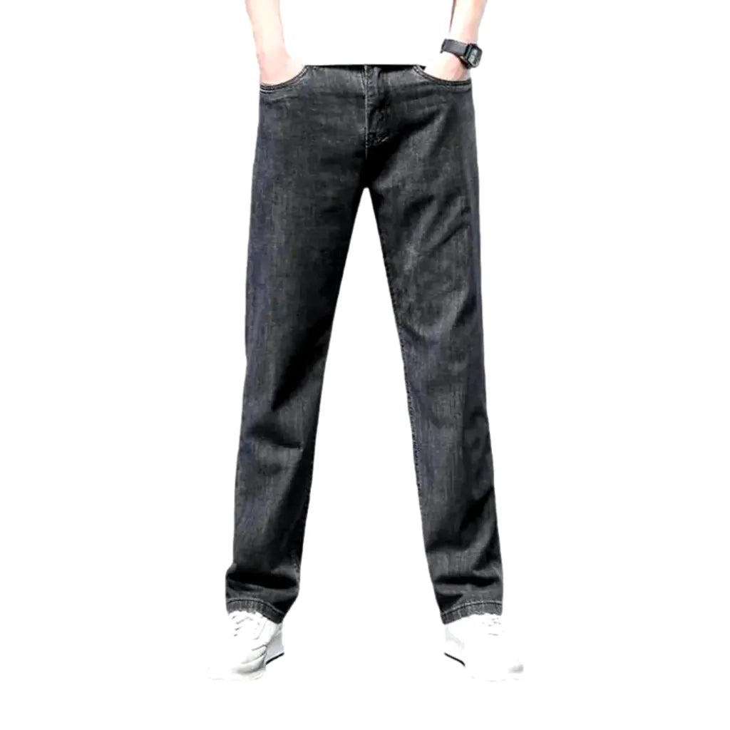 Stonewashed men's thin jeans