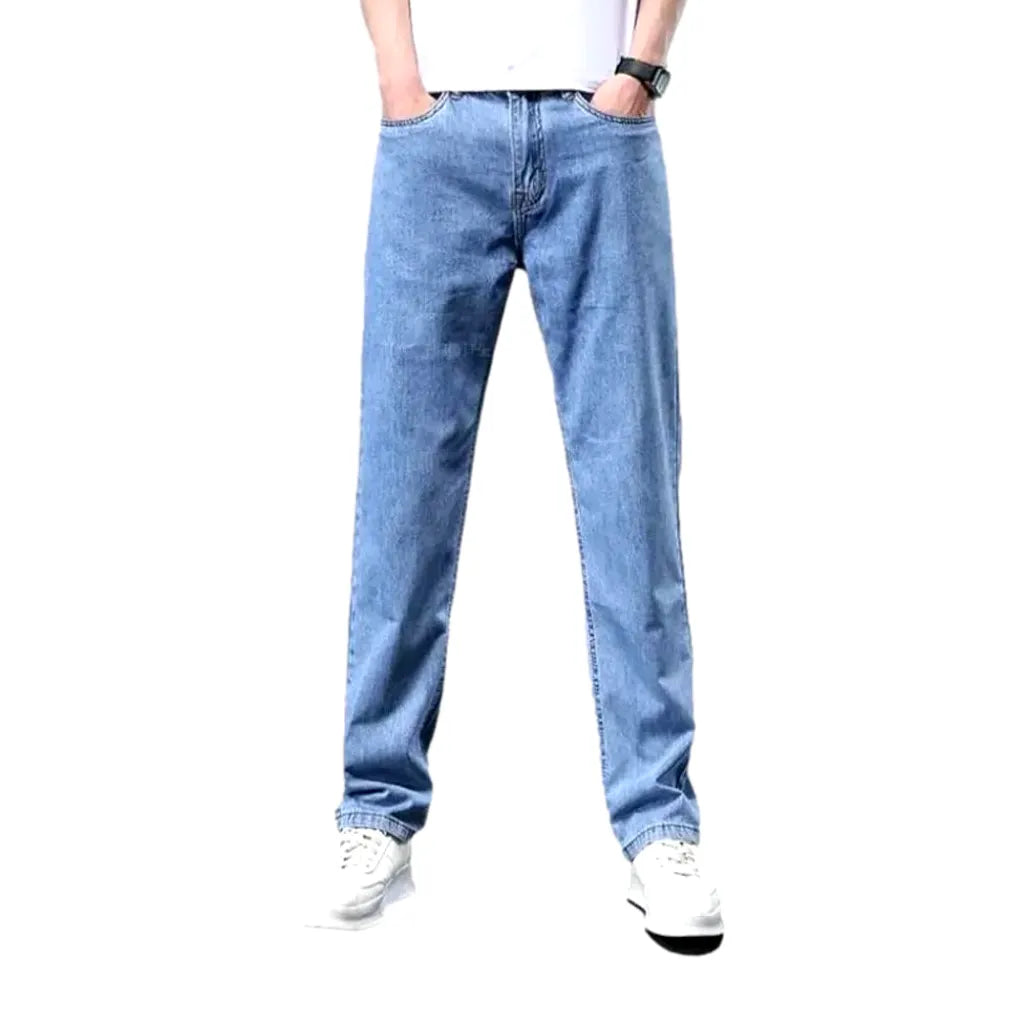 Stonewashed men's thin jeans