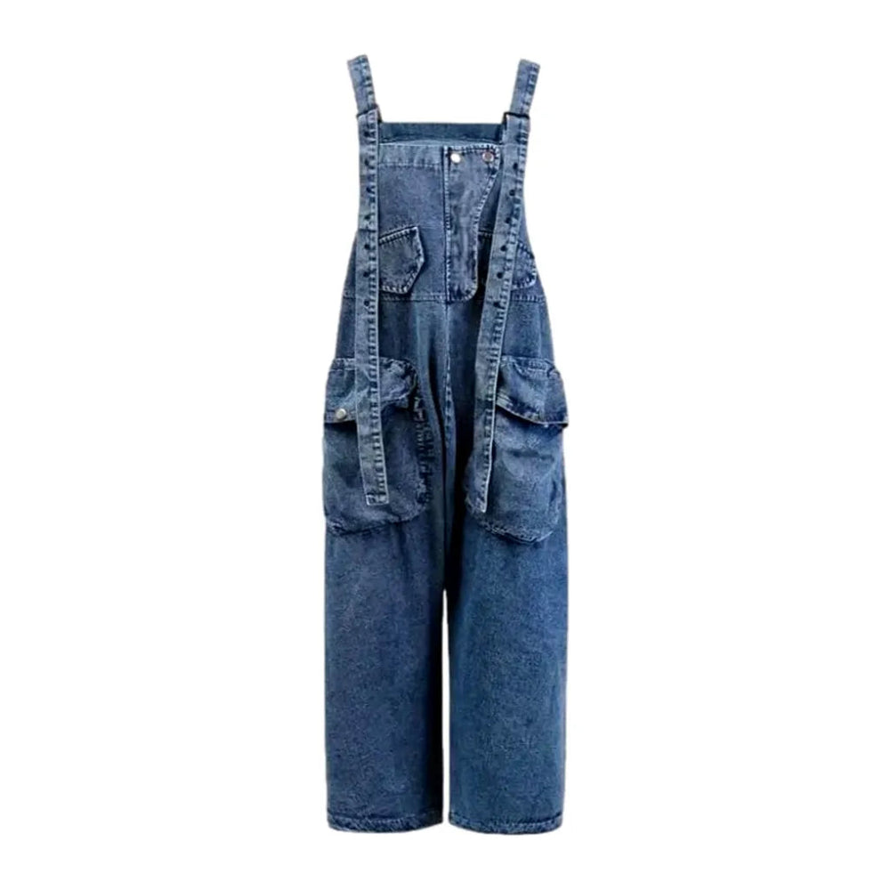 Stonewashed Women's Denim Overall - Blue