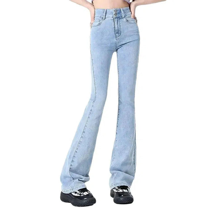 Stonewashed women's floor-length jeans