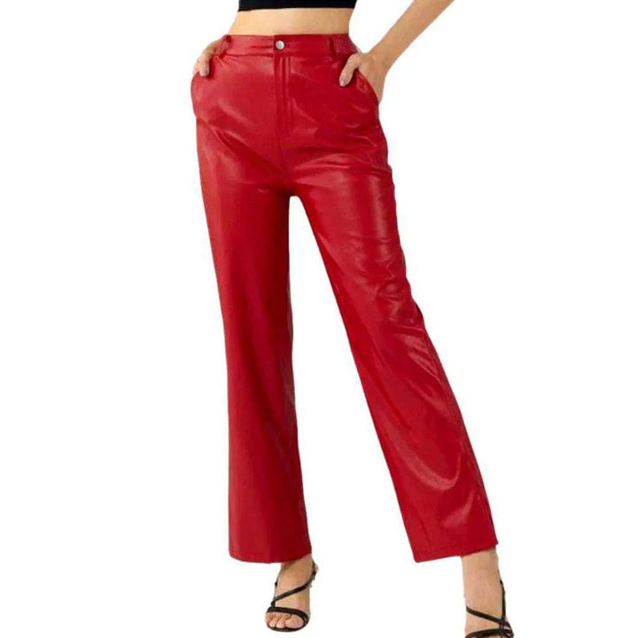 Straight color denim pants
 for women