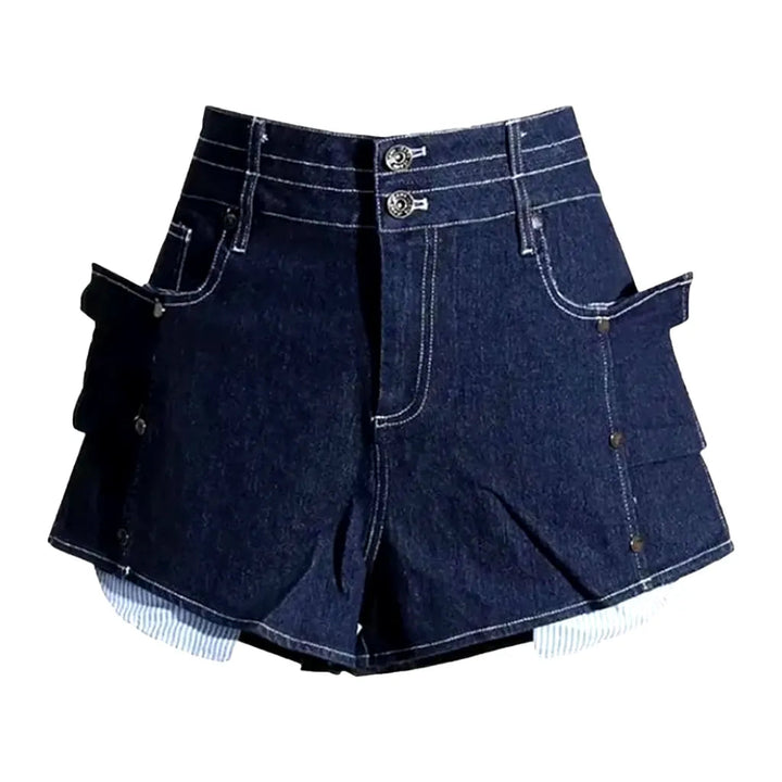 Straight dark-wash denim shorts
 for women