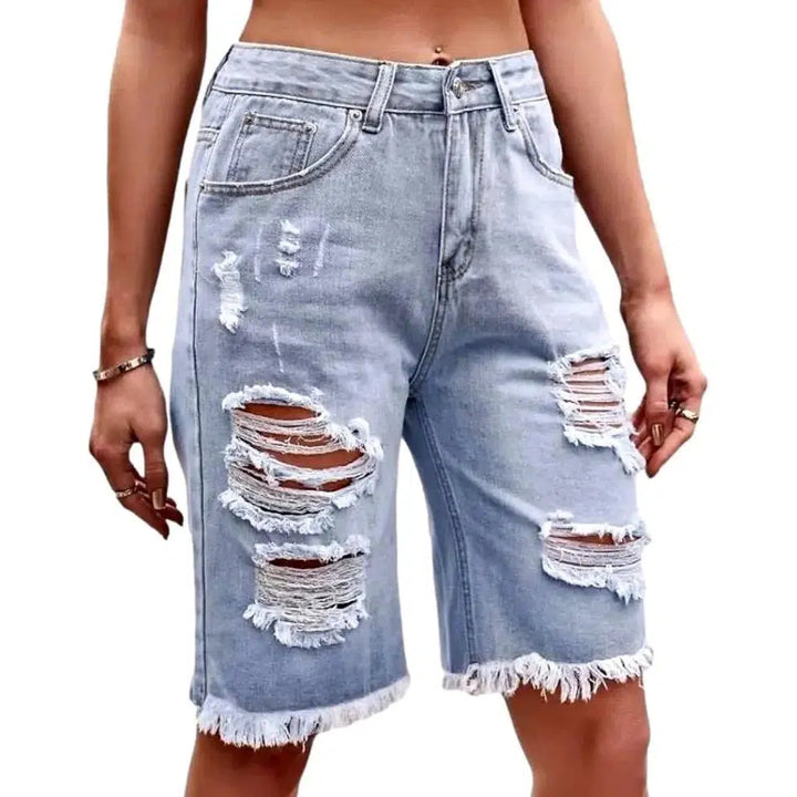 Straight grunge women's denim shorts