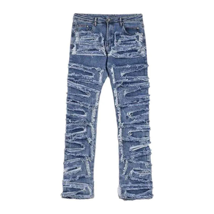 Straight men's patchwork jeans