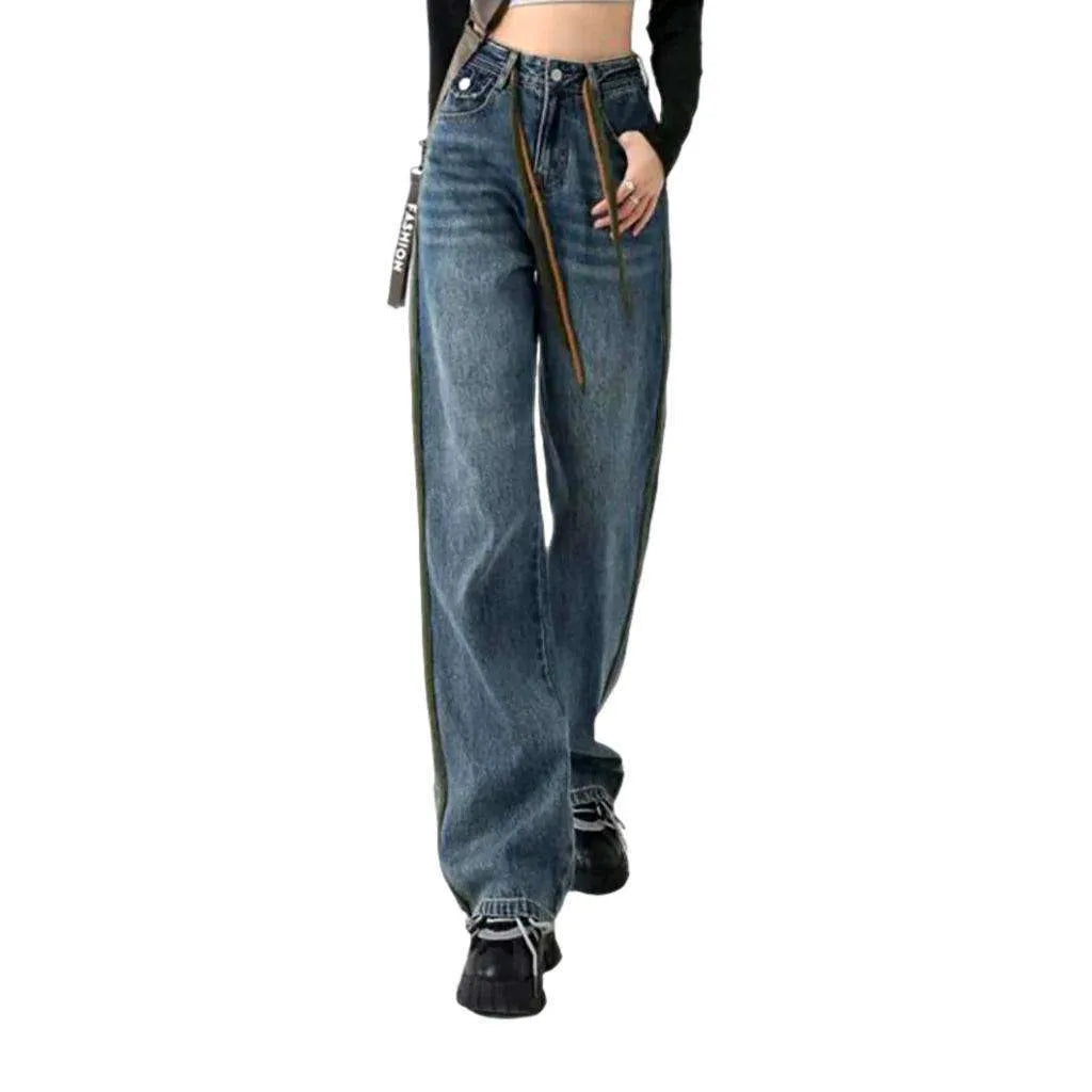 Straight zipper-button jeans